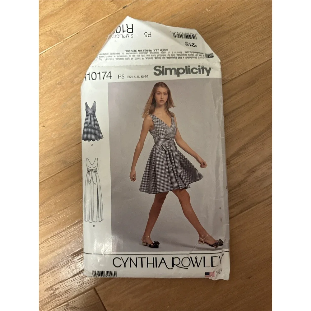 Simplicity S8916 Cynthia Rowley Back Wrap Dress Pattern Misses Sizes 12-20 NEW